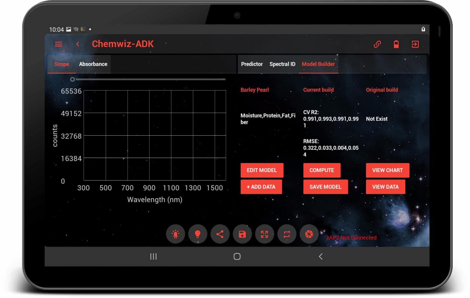 ChemWiz-ADK PRO- Barley NIR Chemometrics model compare-Tablet