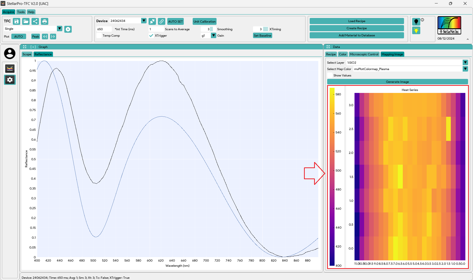 StellarNet Thin Film Measurement System for non-contact thin film thickness measurement using optical reflectance and transmission spectroscopy to characterize single-layer and multilayer films across semiconductor, solar, display, optical coating, and photonic device applications.